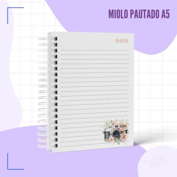 Caderno Pautado A5 Câmera Vintage - Arquivo Digital - Imagem 2
