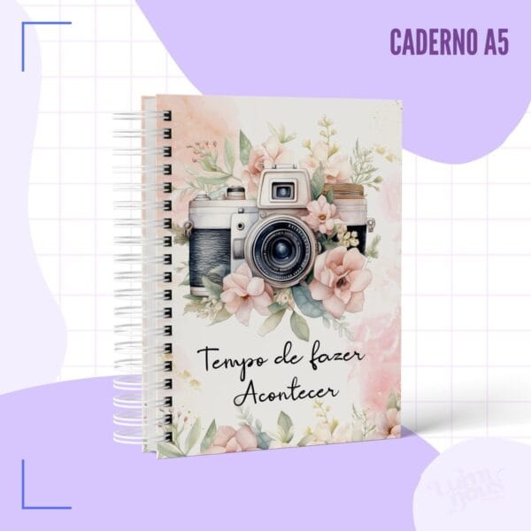 caderno pautado a5 camera vintage arquivo digital volta as aulas 3