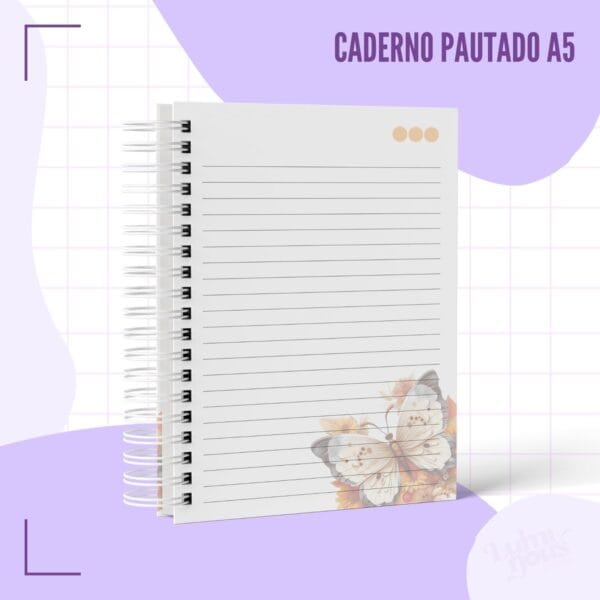 Caderno Pautado Borboleta Branca - Arquivo Digital - Imagem 2