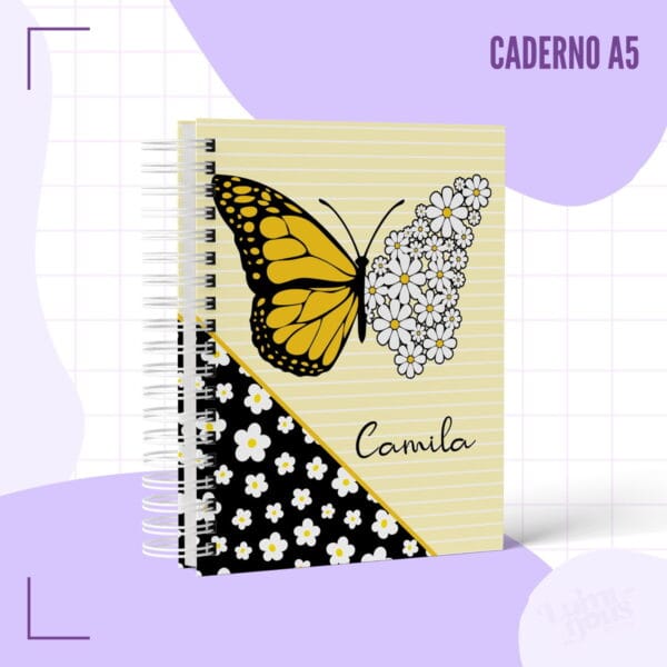 Caderno Pautado Borboleta Margarida - Arquivo Digital