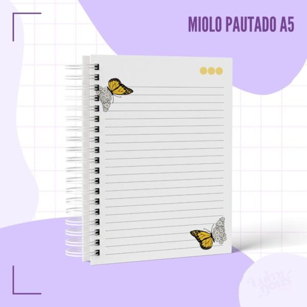 Caderno Pautado Borboleta Margarida - Arquivo Digital - Imagem 2