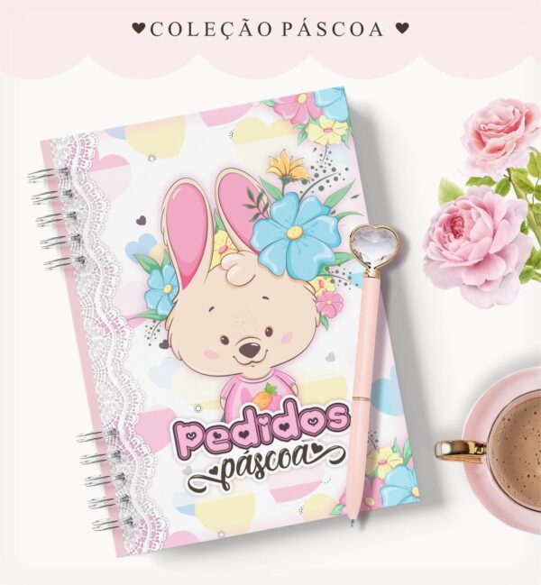 caderno pedidos pascoa floral arquivo digital papel e scrapbook