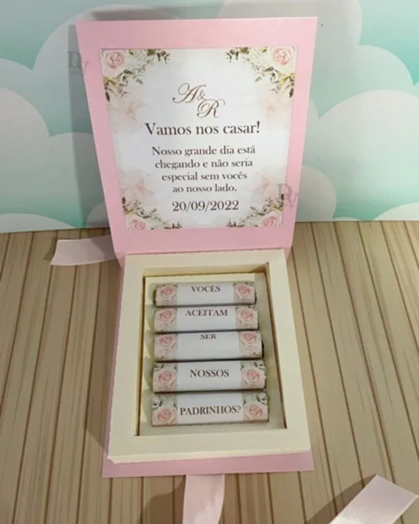 Caixa Convite Baton Casamento - Arquivo Digital