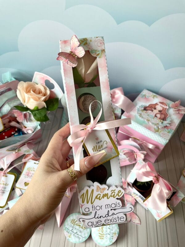 Caixa para 5 Doces e 1 Rosa - Arquivo Digital - Imagem 3