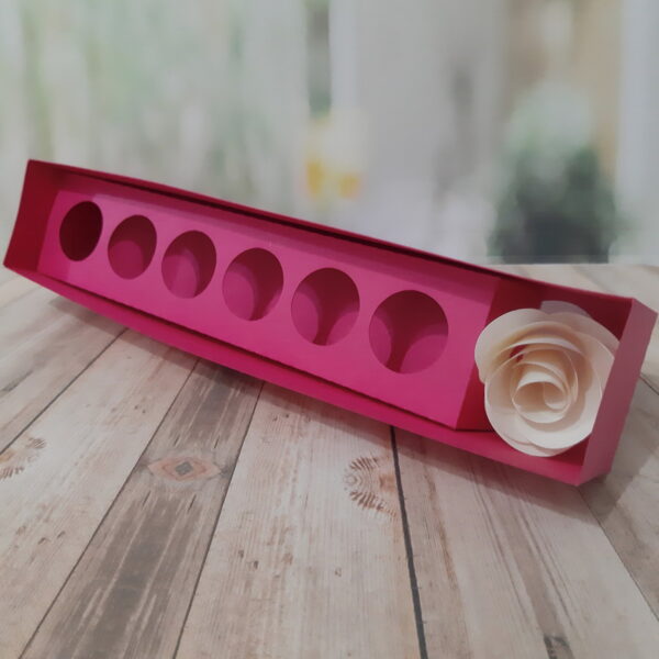 Caixa para 6 doces e 1 Rosa - MOLDE LIMPO - Arquivo Digital - Imagem 3