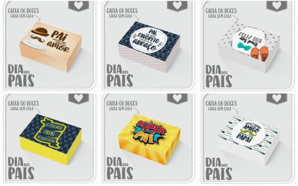 caixas dia dos pais 6 doces arquivo digital personalizacao