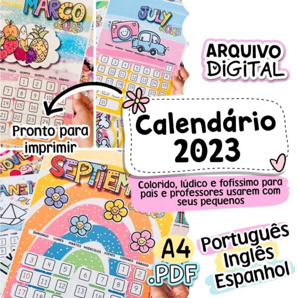 Calendário Infantil 2023 Pedagógico Arquivo Digital Em Pdf