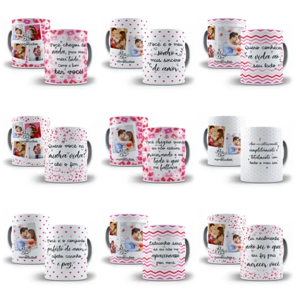 Caneca Love - Kit de Artes para Sublimação Romântica