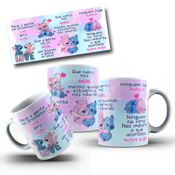 Caneca Promessas com Stitch - Arte Digital em PNG