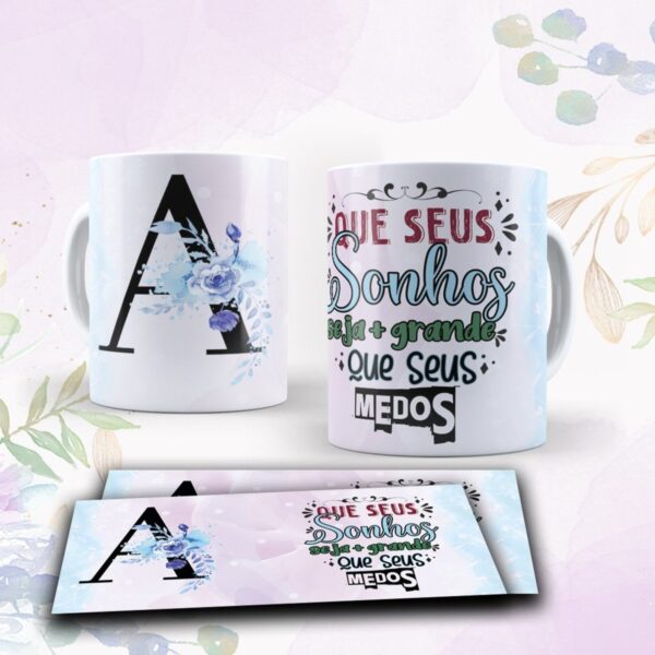 canecas alfabeto floral roxo arquivo digital estampas para sublimacao