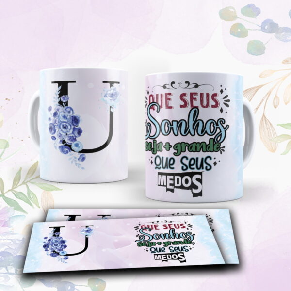 Canecas Alfabeto Floral Roxo - Arquivo Digital - Imagem 4