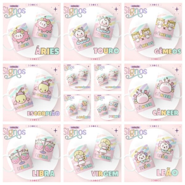canecas signos candy arquivo digital scrapbook