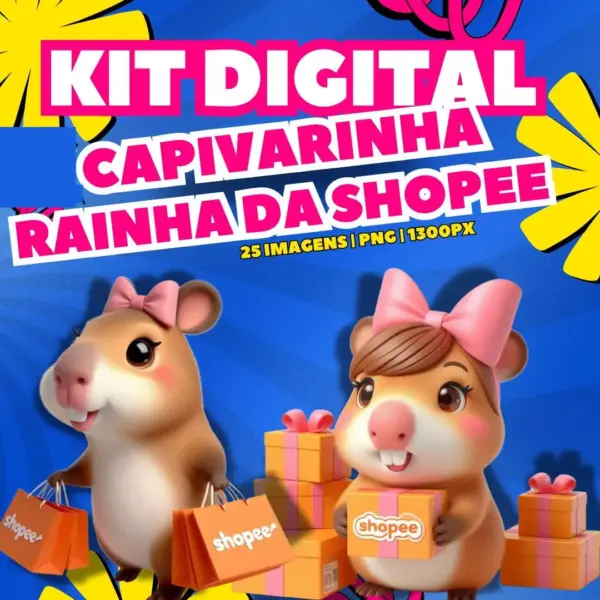 Capivara Rainha Kit Digital Exclusivo Para Shopee Em Png 4