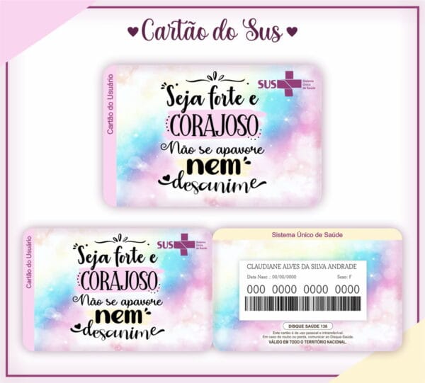 Cartão Personalizado SUS Adulto Feminino - ARQUIVO DIGITAL - Imagem 2