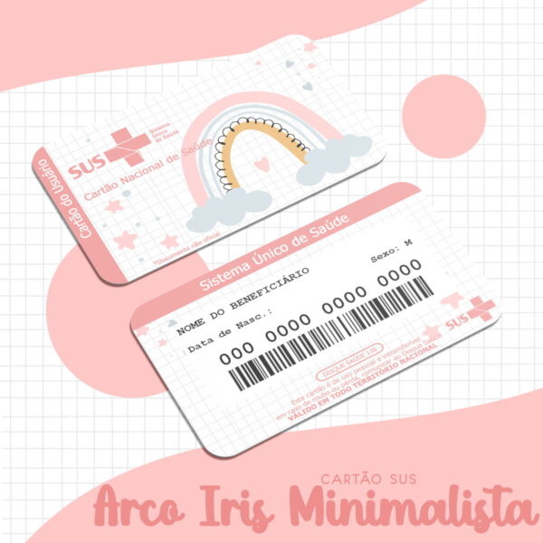 cartao sus arco iris minimalista menina arquivo digital papelaria digital