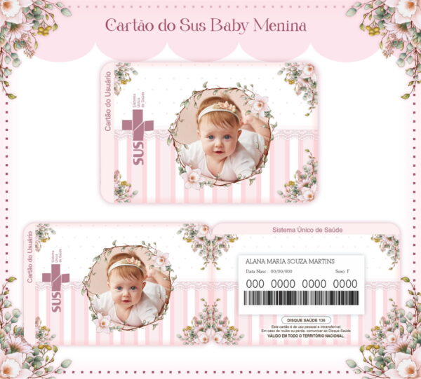 cartao sus baby menina arquivo digital encadernacao digital