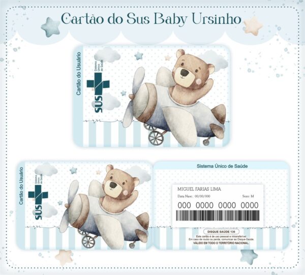 cartao sus baby urso arquivo digital papelaria personalizada