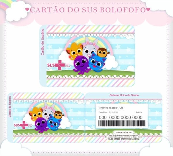 cartao sus bolofofos menina arquivo digital cartao saude
