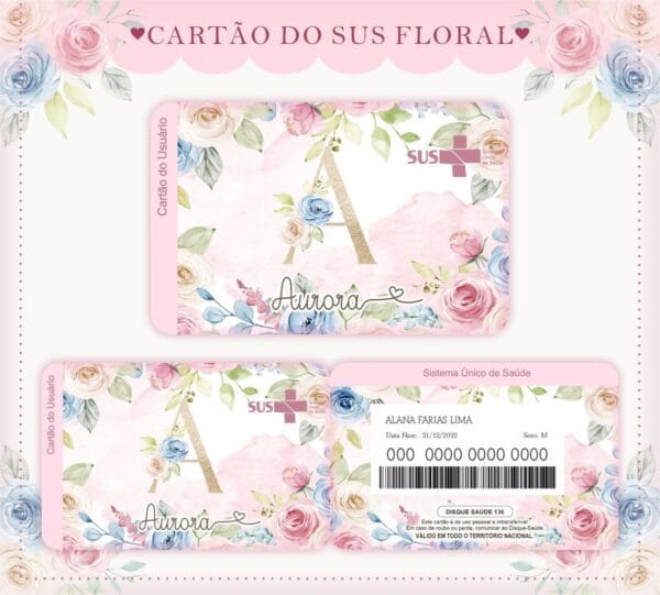 cartao sus floral rosinha arquivo digital kit digital