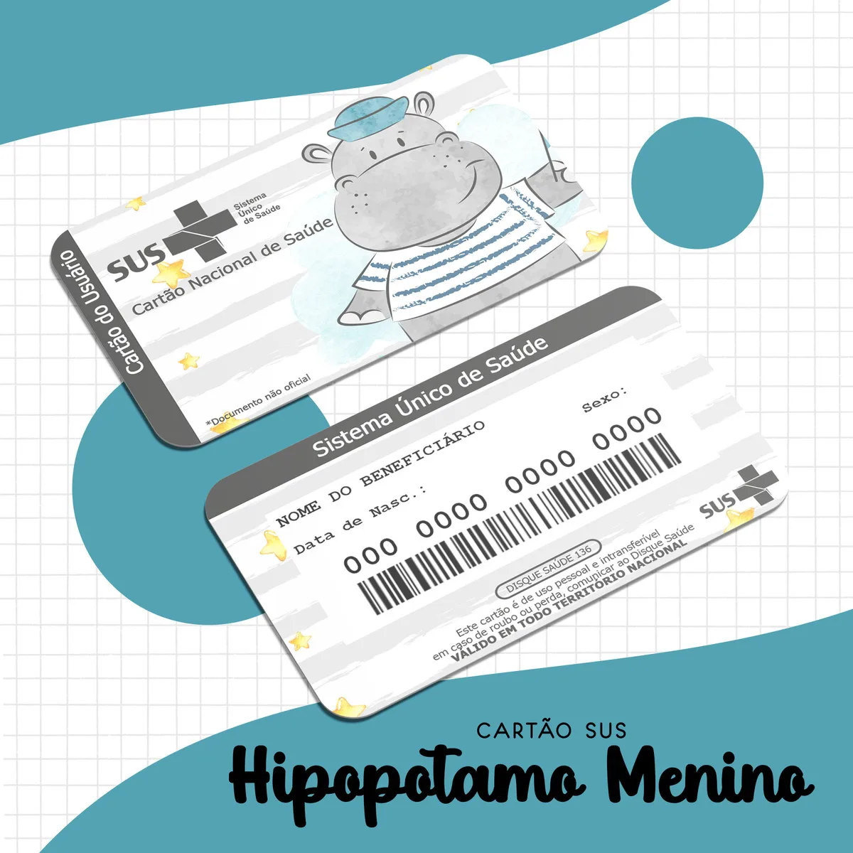 Cartão Sus Hipopótamo Menino - Arquivo Digital