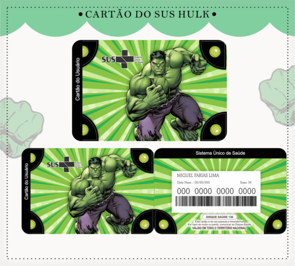 cartao sus hulk arquivo digital arte digital