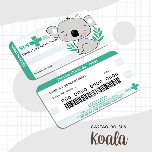 cartao sus koala arquivo digital personalizacao