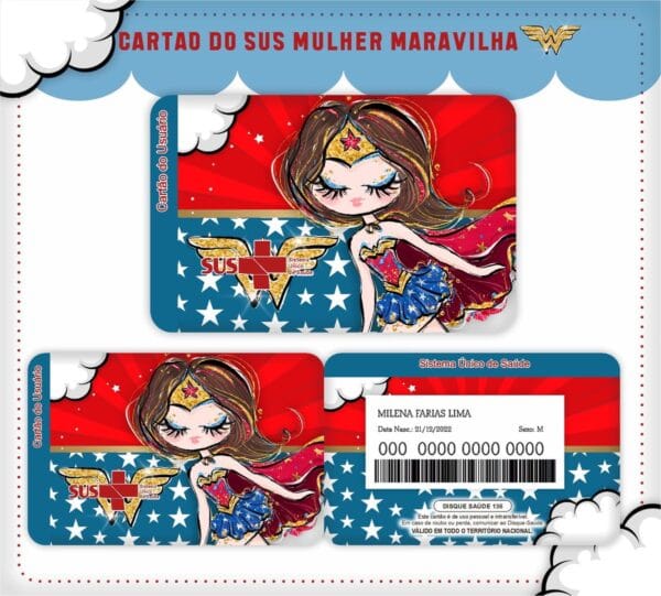 cartao sus mulher maravilha arquivo digital encadernacao digital