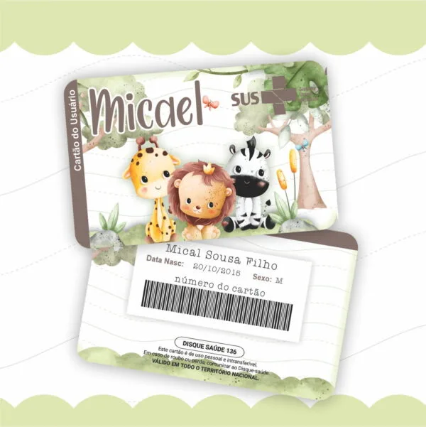 Cartão Sus Safari Aquarela Menino - Arquivo Digital