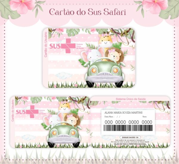 cartao sus safari menina rosa arquivo digital cartao sus