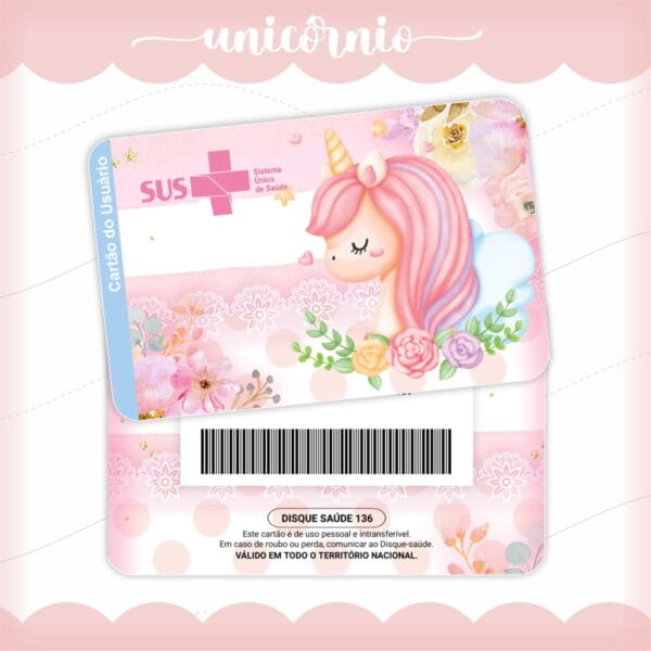 cartao sus unicornio rosa arquivo digital cartao sus baby