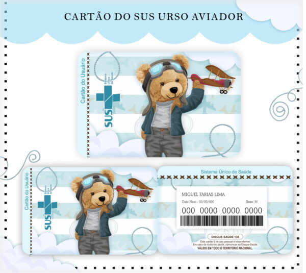 cartao sus urso aviador arquivo digital encadernacao digital