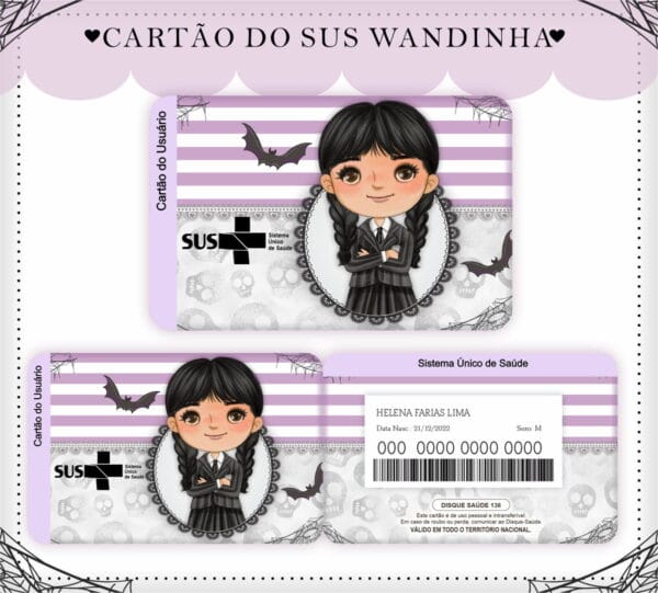 cartao sus wandinha arquivo digital encadernacao digital