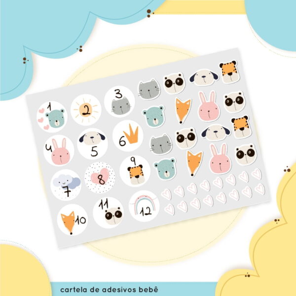 Cartela Stickers/Adesivos Bebê - Arquivo Digital - Imagem 2