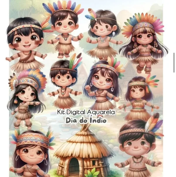 Celebre o Dia do Índio com Nosso Kit Aquarela Digital