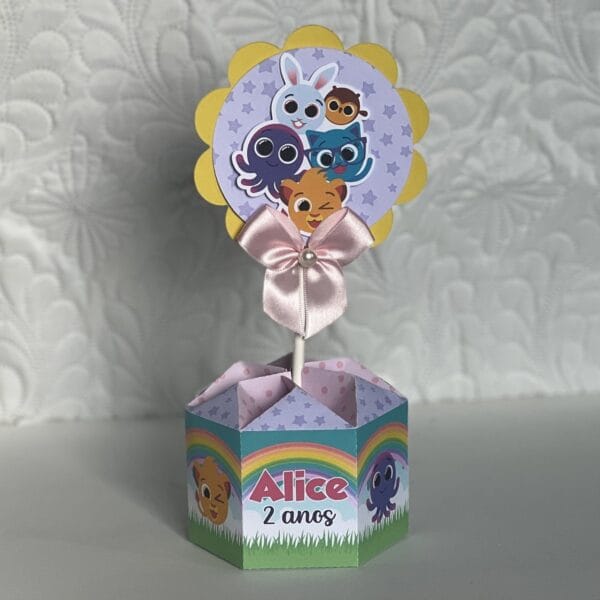 centro de mesa bolofofos rosa arquivo digital papelaria personalizada