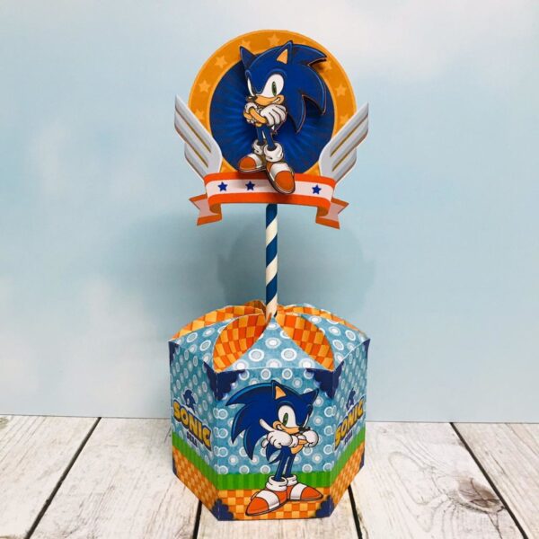 centro de mesa sonic azul arquivo digital papelaria digital