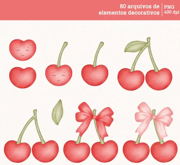 Cerejinhas Em Aquarela Png Kit Projetos Manuais Criativos 6