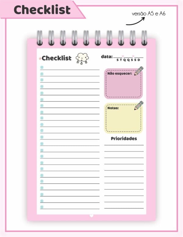 checklist cute arquivo digital planners