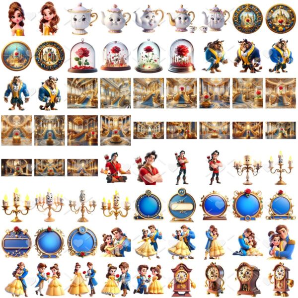Cliparts A Bela e a Fera Imagens Png Sem Fundo 3D Cute