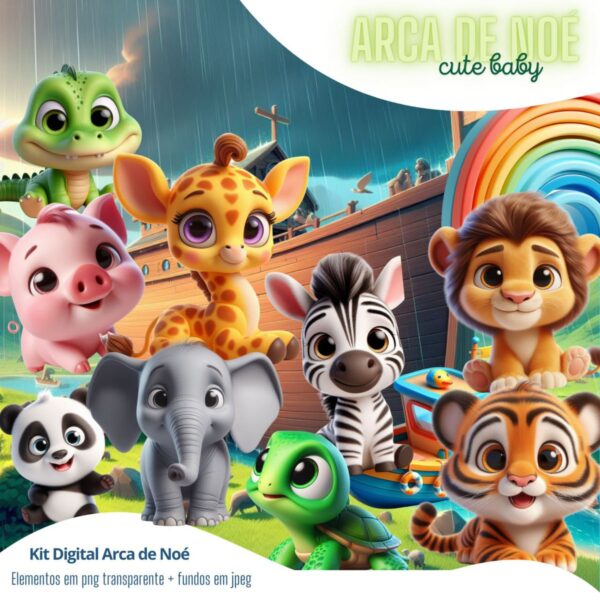 Cliparts Arca de Noé Baby Imagens Fofas Animais Dilúvio Png