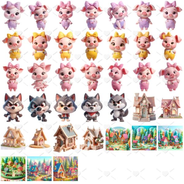 Cliparts As Três Porquinhas Menina 3D Cute Png Sem Fundo