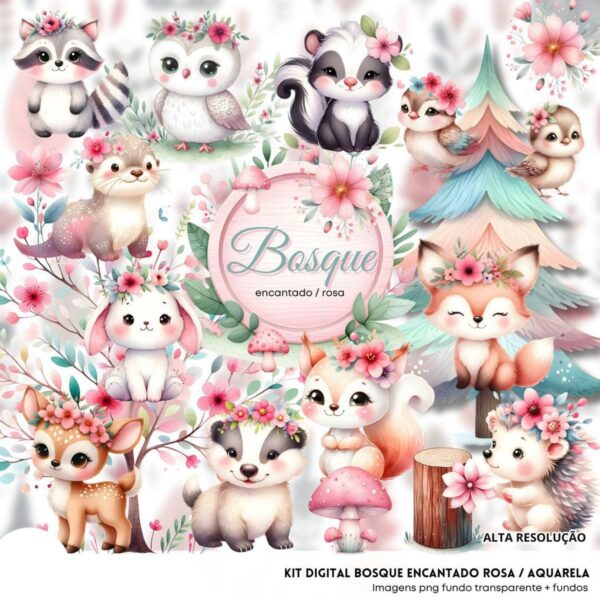 Cliparts Bosque Encantado Rosa Png Imagens Animais Cute