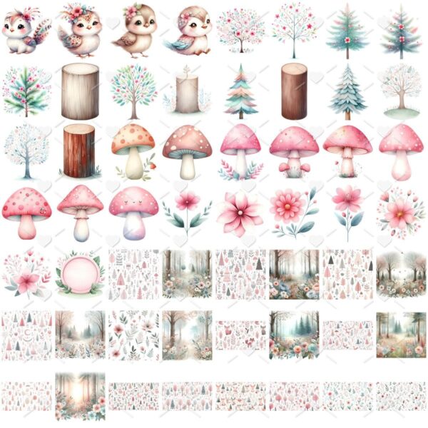 Cliparts Bosque Encantado Rosa Png Imagens Animais Cute