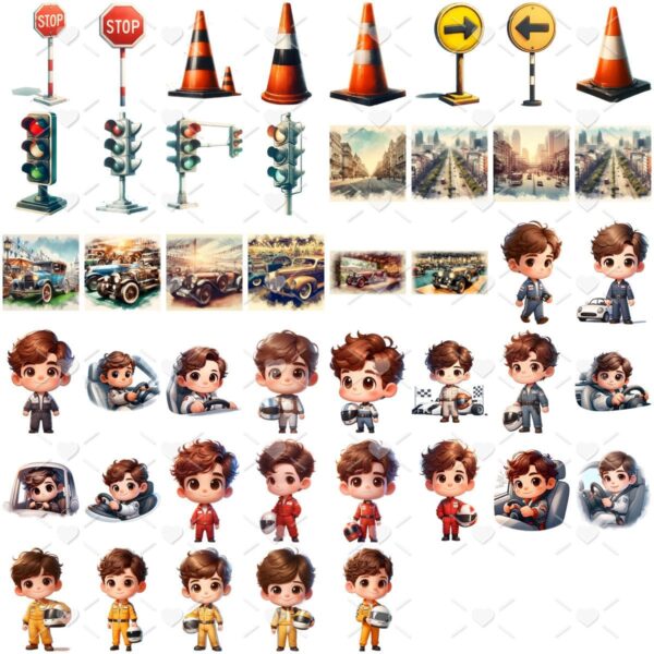 Cliparts Carros Vintage + Mascotinhos Png Imagens Retrô 3D
