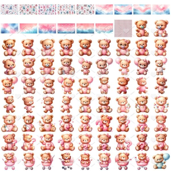 Cliparts Chá Revelação Ursinhos Png Imagens Menino e Menina