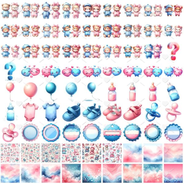 Cliparts Chá Revelação Ursinhos Png Imagens Menino e Menina
