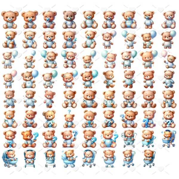 Cliparts Chá Revelação Ursinhos Png Imagens Menino e Menina
