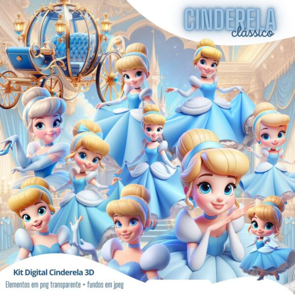Cliparts Cinderela Clássica Princesa 3D Imagens Transparente