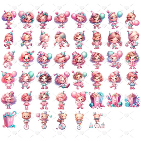 Cliparts Circo Rosa Menina Aquarela Png 3D Cute Baby