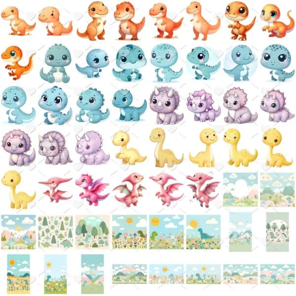 Cliparts Dino Baby Aquarela Png Imagens Baby 3D Cute Bebês